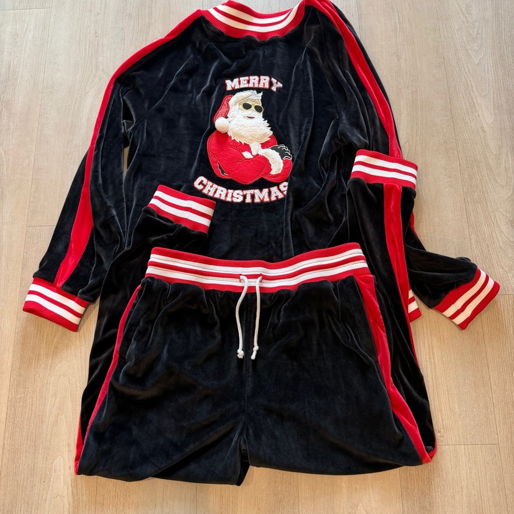 HOLIDAY Blizzard Bay Velour Tracksuit Mens cool Santa sz Large 2piece